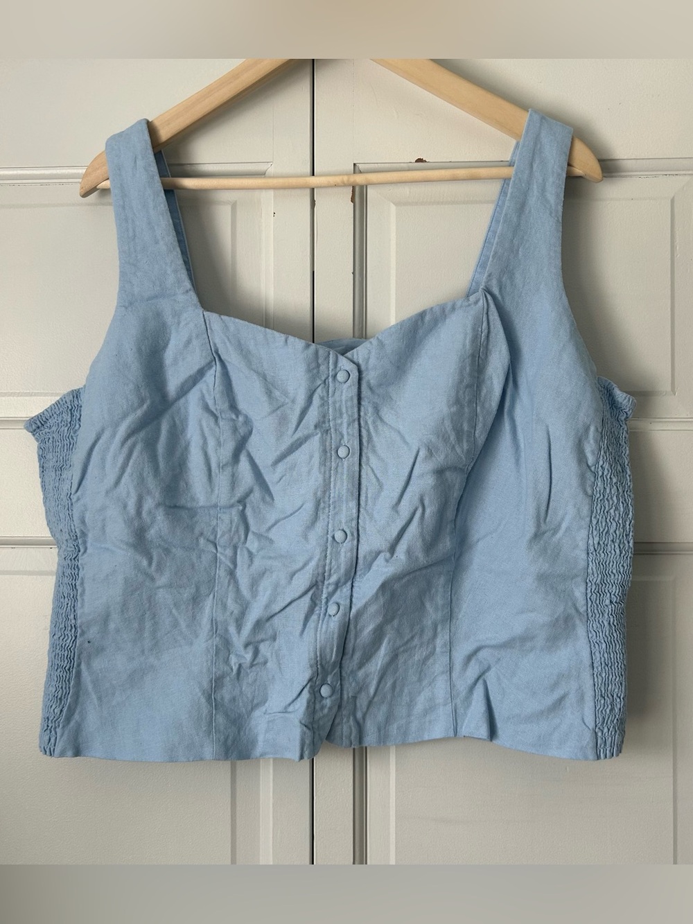 Light Blue Button-Front Women's Tank Top